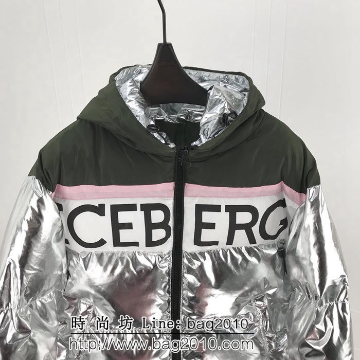 ICEBERG冰山 18冬季新款 撞色鐳射 加厚款超保暖 羽絨棉服 佟麗婭機場同款 ydi1950